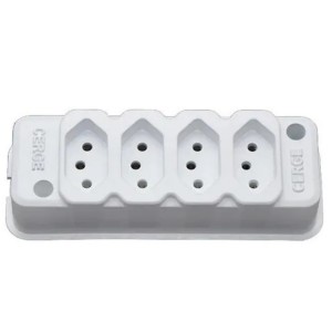 TOMADA BARRA QUADRUPLA 2P+T 10A 250V  NBR CERGE REF 334 C